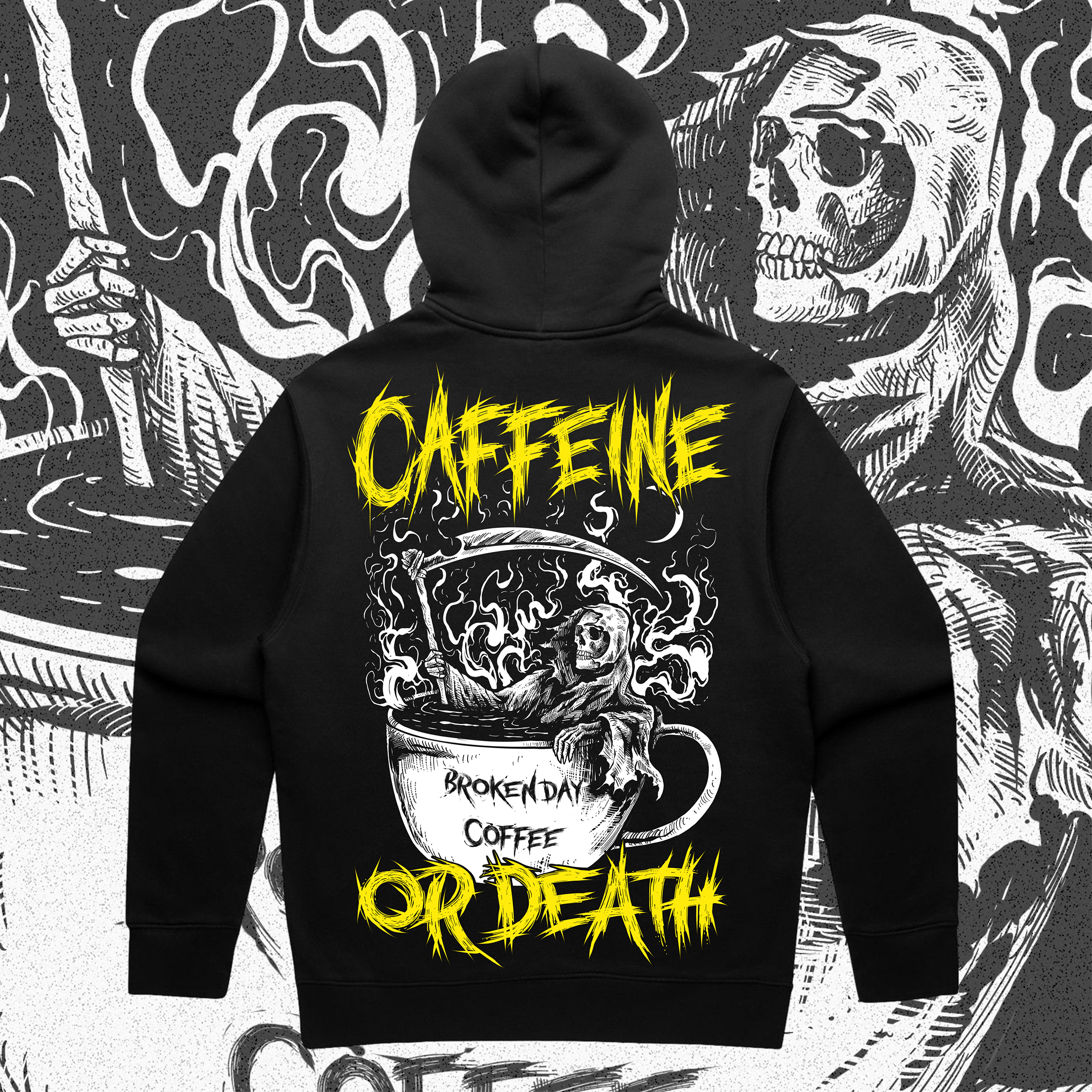 'CAFFEINE OR DEATH' RELAX FIT HOODIE
