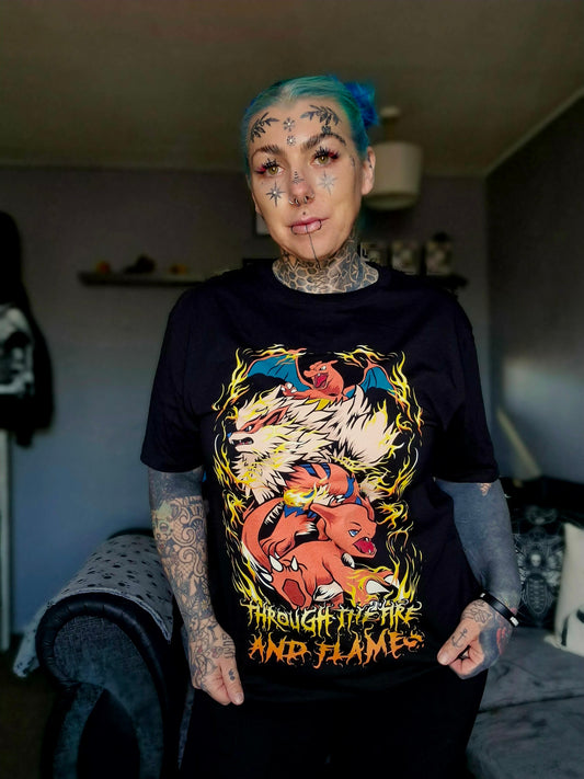 'Through The Fire And Flames' - Dragonforce/ Pokémon Inspired Tee