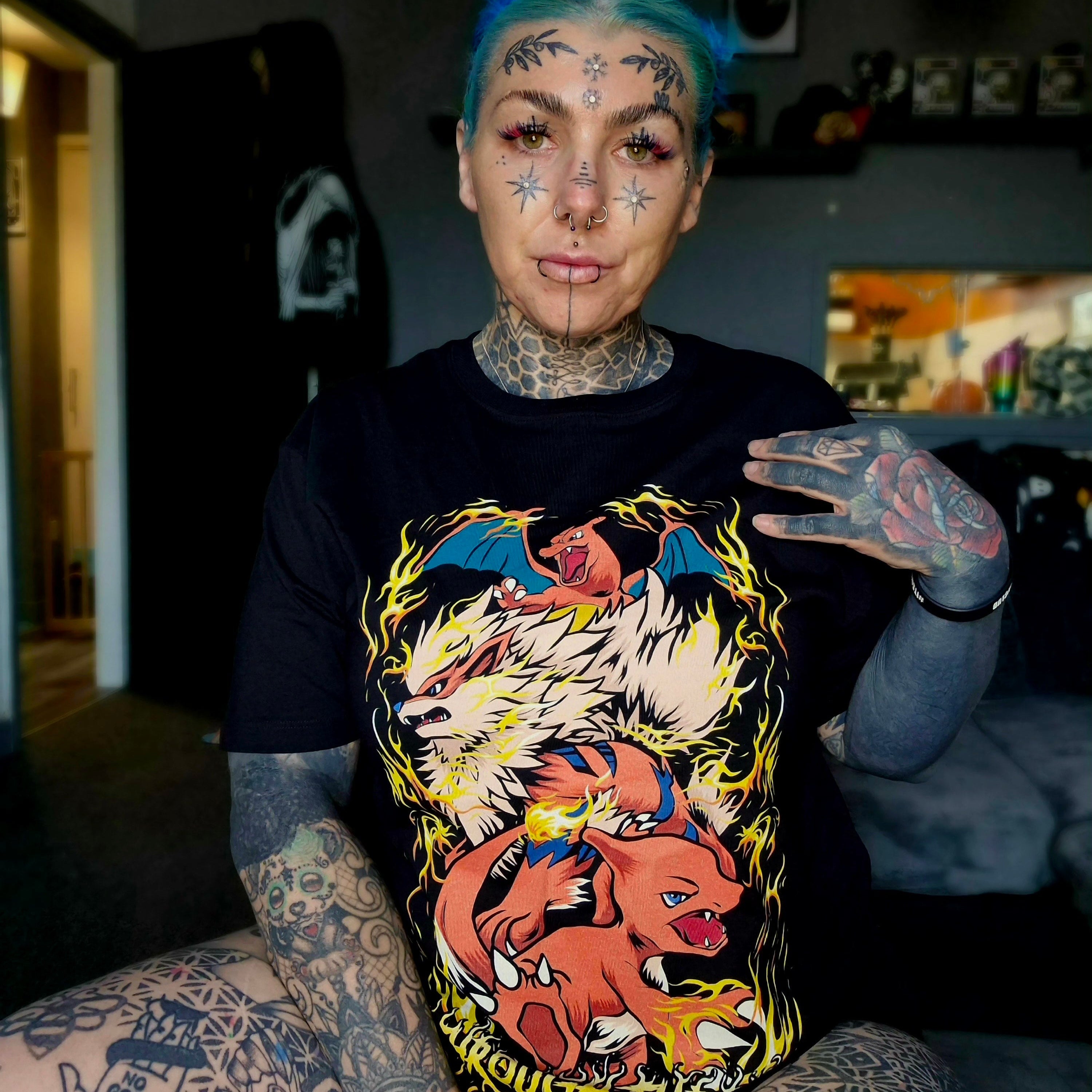 'THROUGH THE FIRE AND FLAMES' - DRAGONFORCE X POKEMON TEE