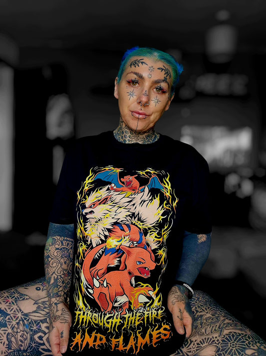 'THROUGH THE FIRE AND FLAMES' - DRAGONFORCE X POKEMON TEE