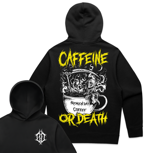 'CAFFEINE OR DEATH' RELAX FIT HOODIE