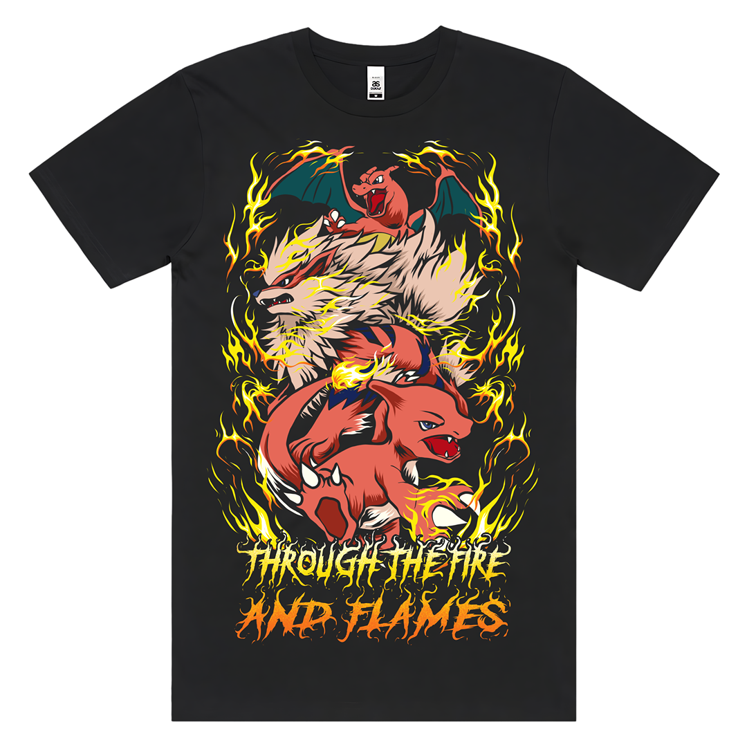 'THROUGH THE FIRE AND FLAMES' - DRAGONFORCE X POKEMON TEE